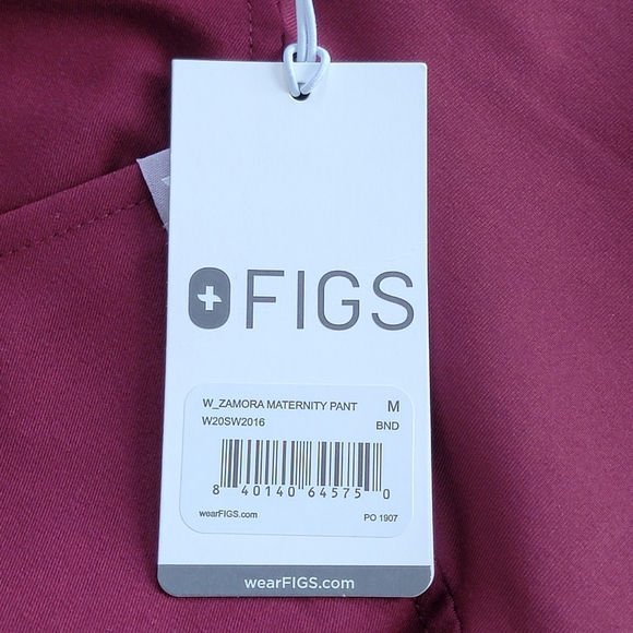 Figs Burgundy Zamora Maternity Jogger Scrub Pants Sz M NEW - Picture 13 of 14